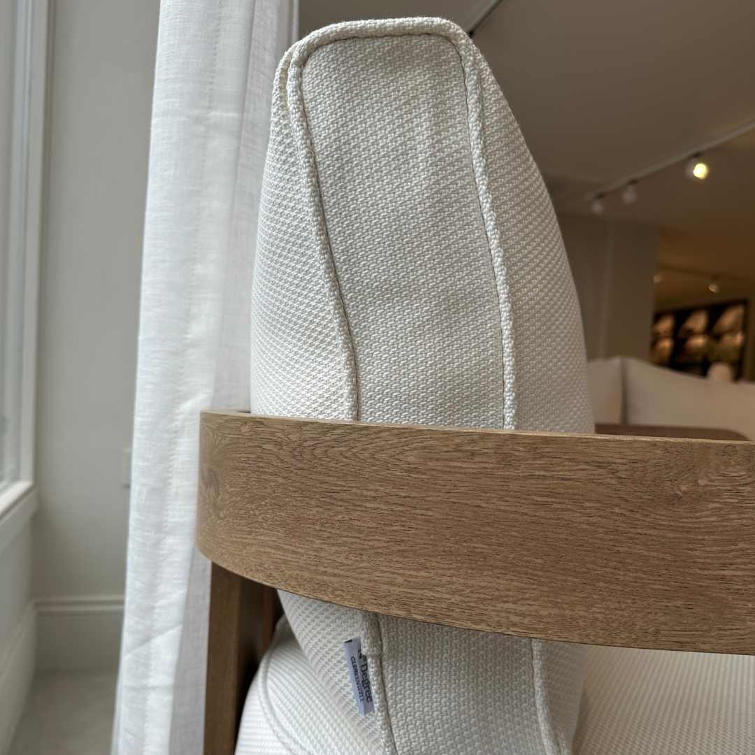 N3 Oak Three Seater Sofa Cirrus Textured Weave - Image 5