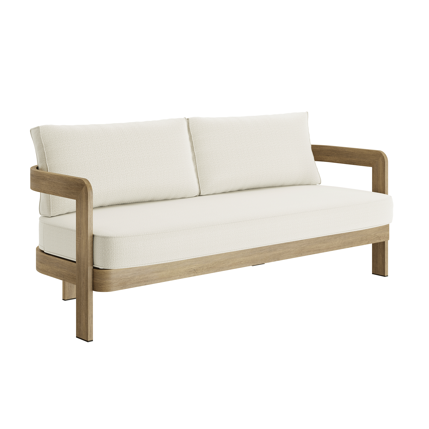 N3 Oak Three Seater Sofa Cirrus Textured Weave - Image 3